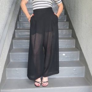 Black High Waisted Pants Semi-Sheer